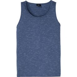 Tank top bonprix niebieski indygo melanż. Niebieskie koszulki męskie bonprix, xl, bez wzorów, bez kołnierzyka, bez rękawów. Za 29,99 zł.