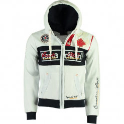 Bluza "Face" w kolorze białym. Białe bluzy męskie Canadian Peak, l, z aplikacjami, prążkowane. W wyprzedaży za 136,95 zł.