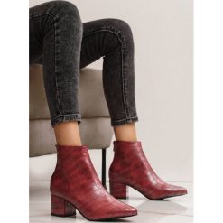 Bordowe Botki Ellerslie. Czerwone botki damskie Renee, bez obcasa, na obcasie, bez zapięcia. Za 129,99 zł.