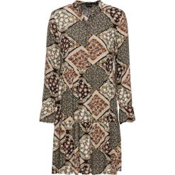 Sukienka koszulowa z nadrukiem bonprix zielono-czarny. Zielone sukienki damskie bonprix, z nadrukiem, eleganckie, z koszulowym kołnierzykiem, bez rękawów, koszulowe. Za 129,99 zł.