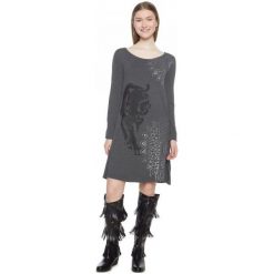 Desigual Sukienka Damska Pikory L Szary. Szare sukienki z falbanami marki Desigual, l. Za 349,00 zł.