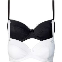 Biustonosz "push up" (2 szt.) bonprix biały + czarny. Czarne biustonosze bonprix, bez wzorów. Za 59,98 zł.
