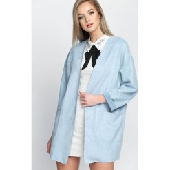 Niebieski Płaszcz Covering. Niebieskie płaszcze damskie marki Born2be, s, bez wzorów, długie. Za 109,99 zł.