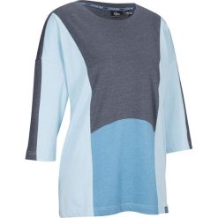 Shirt sportowy z bawełny bonprix niebieski melanż. Szare bluzki sportowe damskie bonprix, bez wzorów, z bawełny, z kontrastowym kołnierzykiem, bez rękawów, bez kaptura. Za 37,99 zł.
