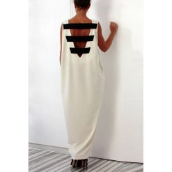 Sukienka BILIAZA. Białe sukienki damskie IVET, na co dzień, xl, bez wzorów, eleganckie, bez kołnierzyka, z długim rękawem, długie, maxi. W wyprzedaży za 89,00 zł.