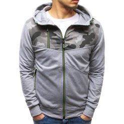 Bluzy męskie: Bluza męska rozpinana z kapturem szara (bx3486)