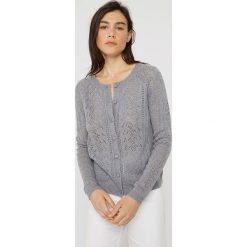 Kardigan w kolorze jasnoszarym. Szare swetry damskie Rodier, z wełny. W wyprzedaży za 169,95 zł.
