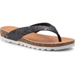 Japonki BASSANO - ES1759A-2 Black. Czarne klapki damskie Bassano, z aplikacjami, ze skóry ekologicznej, bez obcasa. Za 49,99 zł.