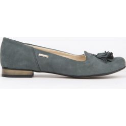 Klasyczne baleriny z frędzlami - skóra naturalna - model 009 - kolor stalowy. Szare baleriny damskie Zapato, bez wzorów, ze skóry, eleganckie, na niskim obcasie, na obcasie. Za 299,00 zł.