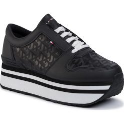 Sneakersy TOMMY HILFIGER - Tommy Jacquard Flatform Sneaker FW0FW04680 Black BDS. Czarne półbuty damskie TOMMY HILFIGER, ze skóry. Za 449,00 zł.