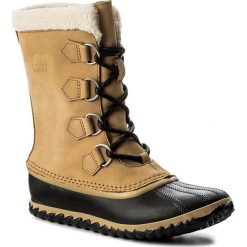 Śniegowce SOREL - Caribou Slim NL2649 Curry/Black 373. Brązowe śniegowce damskie marki Sorel, z gumy. W wyprzedaży za 339,00 zł.