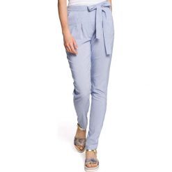 Niebieskie Spodnie Chinos w Delikatne Prążki. Spodnie damskie Molly.pl. Za 109,90 zł.