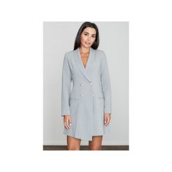 Sukienka447 Szary. Szare sukienki damskie FIGL, m, bez wzorów, eleganckie, bez kołnierzyka, z długim rękawem, długie, kopertowe. Za 199,00 zł.