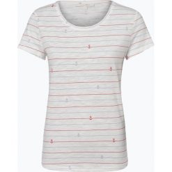 Tom Tailor Denim - T-shirt damski, beżowy. Brązowe t-shirty damskie marki TOM TAILOR DENIM, s, w prążki, z denimu, klasyczne, z klasycznym kołnierzykiem. Za 79,95 zł.