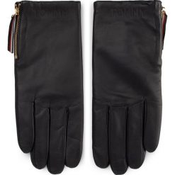 Rękawiczki Damskie TOMMY HILFIGER - Corporate Detail Leather Gloves AW0AW07190 CJM. Czarne rękawiczki damskie TOMMY HILFIGER, bez wzorów, ze skóry. Za 359,00 zł.