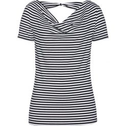 T-shirt z kokardką bonprix czarno-biały w paski. Czarne koszulki damskie marki bonprix, w paski, bez kołnierzyka. Za 74,99 zł.