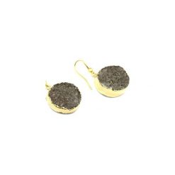 Earrings Okrągłe Agat Stalowy złoto. Szare kolczyki damskie marki Brazi druse jewelry, z agatem, złote. Za 220,00 zł.