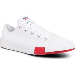 Trampki CONVERSE - Ctas Ox 366993C White/University Red/Black. Białe półbuty dziewczęce Converse, bez wzorów, z gumy, na sznurówki. Za 199,00 zł.