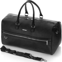 Nowoczesna torba podróżna męska Brodrene VT30 czarna. Czarne torby męskie skórzane Brødrene, w paski, ze skóry, eleganckie. Za 299,99 zł.