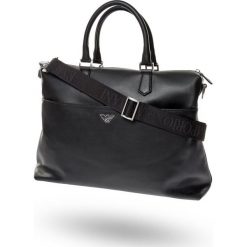TORBA Emporio Armani. Czarne torby męskie skórzane Emporio Armani, w paski, ze skóry, eleganckie. Za 3279,00 zł.