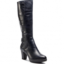 Kozaki TAMARIS - 1-25525-21 Navy 805. Niebieskie buty zimowe damskie Tamaris, ze skóry, na obcasie. Za 499,90 zł.
