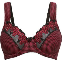 Biustonosz minimizer bonprix czarno-ciemnoczerwony z nadrukiem. Czarne biustonosze z fiszbinami marki bonprix, z nadrukiem. Za 59,99 zł.