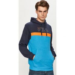 Fila - Bluza. Niebieskie bluzy męskie Fila, s, z nadrukiem, z bawełny, z kapturem, bez rękawów, z kapturem. Za 259,90 zł.