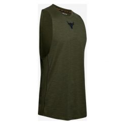 Under Armour Project Rock Charged Cotton® Podkoszulek Zielony. Zielone podkoszulki męskie Under Armour, xxl, z haftami, z bawełny, rockowe, bez kołnierzyka. Za 206,95 zł.