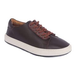 Skórzane sneakersy w kolorze brązowym. Pomarańczowe trampki męskie Comfortfüße, bez wzorów, ze skóry, na sznurówki. W wyprzedaży za 329,95 zł.