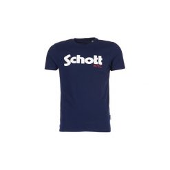 T-shirty z krótkim rękawem Schott LOGO. Niebieskie t-shirty męskie Schott, s, bez wzorów, bez kołnierzyka, krótkie. Za 103,20 zł.