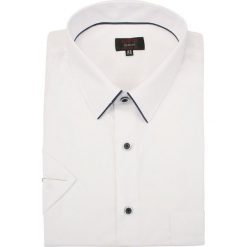 Biała Elegancka Koszula, PROSTY KRÓJ, Krótki Rękaw, Bawełniana -JUREL- Gładka, Granatowa Lamówka KSKWJRL0061. Białe koszule męskie Jurel, bez wzorów, z bawełny, eleganckie, z klasycznym kołnierzykiem, z krótkim rękawem. Za 99,00 zł.