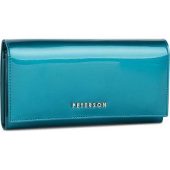Duży Portfel Damski PETERSON - 467-14-12-07 Turkus. Niebieskie portfele damskie Peterson, bez wzorów, ze skóry. Za 139,00 zł.