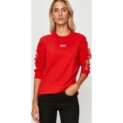 Hugo - Bluza. Czarne bluzy damskie HUGO, s, z nadrukiem, z bawełny, bez rękawów, bez kaptura. Za 479,90 zł.
