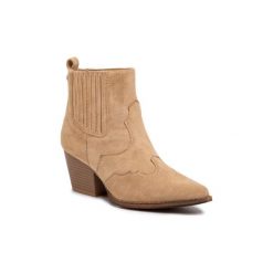 DeeZee WS300701-01 Beżowy. Brązowe botki damskie DeeZee, z materiału, bez obcasa, bez zapięcia. Za 119,99 zł.