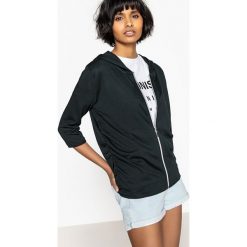 Bluza z kapturem, marszczenia po bokach. Czarne długie bluzy damskie marki La Redoute Collections, s, z wiskozy, z długim rękawem, z kapturem. Za 102,86 zł.