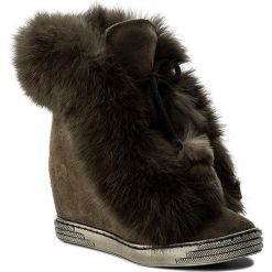 Buty zimowe damskie: Botki ROBERTO – 506/F Zielony Welur