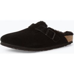 Birkenstock - Sandały damskie ze skóry – Boston Fur, czarny. Czarne sandały damskie Birkenstock, bez wzorów, ze skóry, bez obcasa, bez zapięcia. Za 349,95 zł.