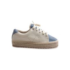 Niebieskie espadryle sznurowane LX-07. Pomarańczowe espadryle damskie ButyModne, bez wzorów, bez obcasa. Za 64,40 zł.