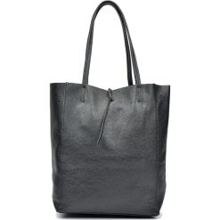 Shopper bag damskie: Skórzana torebka w kolorze czarnym – (S)35,5 x (W)39 x (G)11 cm