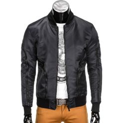 KURTKA MĘSKA PRZEJŚCIOWA BOMBERKA C332 - CZARNA. Czarne kurtki męskie bomber Ombre Clothing, m, z nylonu. Za 99,00 zł.