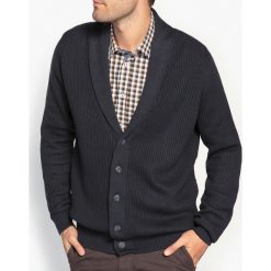 Kardigan z dekoltem w serek. Czarne kardigany męskie marki La Redoute Collections, m, z bawełny, z dekoltem w serek. Za 113,36 zł.