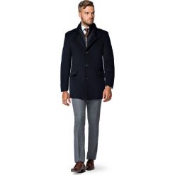 Płaszcz Granatowy Teofilo. Niebieskie płaszcze męskie marki LANCERTO, na zimę, m, z bawełny, eleganckie, krótkie. Za 799,90 zł.