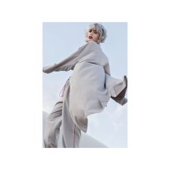 Dark beige longline coat. Brązowe płaszcze damskie Rest_factory, s, z aplikacjami, z satyny, klasyczne. Za 229,90 zł.