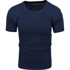 Koszulka męska t-shirt gładki granatowy Recea. Niebieskie koszulki męskie Recea, xl, bez wzorów, z bawełny, klasyczne, z klasycznym kołnierzykiem. Za 17,99 zł.