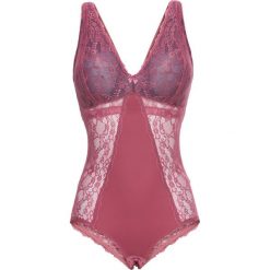 Body bez fiszbinów bonprix różowobrązowo-ciemnoniebieski. Fioletowe bluzki body bonprix, z haftami. Za 59,99 zł.