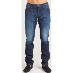 JEANSY SLIM FIT Emporio Armani. Niebieskie jeansy męskie Emporio Armani, m, z aplikacjami. Za 410,00 zł.