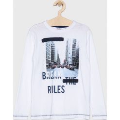 Blukids - Longsleeve dziecięcy 140-170 cm. Białe t-shirty chłopięce Blukids, z nadrukiem, z bawełny, z długim rękawem. W wyprzedaży za 24,90 zł.