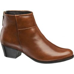 Brązowe botki damskie 5th Avenue z gładkiej skóry 5th Avenue koniakowe. Pomarańczowe botki damskie 5th Avenue, ze skóry, bez obcasa, na obcasie, na zamek. Za 199,90 zł.