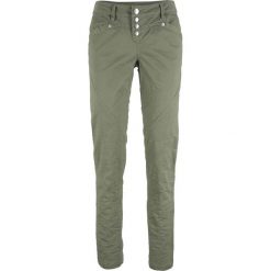 Spodnie z bawełny ze stretchem "Crash" bonprix oliwkowy. Spodnie damskie bonprix. Za 109,99 zł.