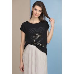 T-shirty damskie: T-shirt ze złotymi napisami